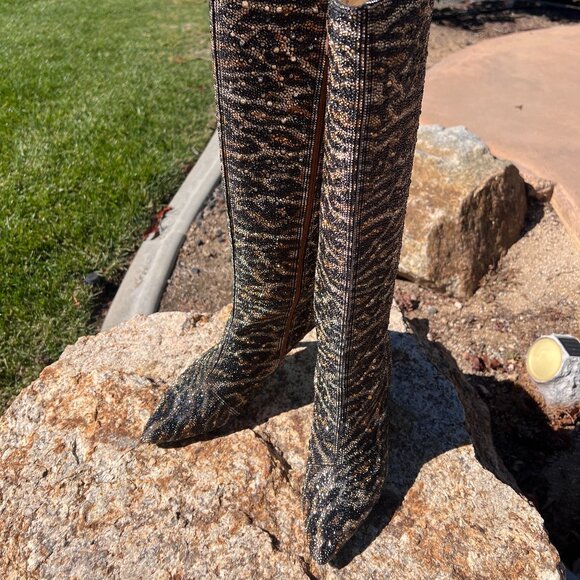 NEW Betsey Johnson Brea Leopard Rhinestone High Boots - Size 9.5 - Picture 11 of 12
